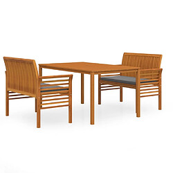 Ensemble salle à manger de jardin 3 pcs,Table et chaise à dîner d'extérieur Acacia solide -MN92859