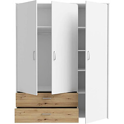 Acheter Cstore Armoire de chambre - Blanc mat / Chene artisan - 3 portes et 2 tiroirs - 152,8 x 52,7 x 190,8 cm