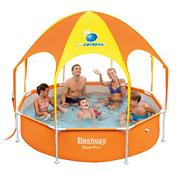 Bestway Piscine hors sol en acier 244 x 51 cm avec toit pare-soleil anti-UV 56432