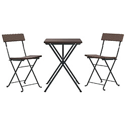 Avis Maison Chic Table de bistro pliable et chaises d'extérieur 3 pcs,Ensemble de bistro de jardin pour relax Marron Résine tressée -GKD192808