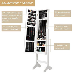 Helloshop26 Armoire à bijoux sur pied 2 en 1 rangement pour cosmétiques avec miroirs style romantique blanc 20_0000131