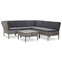 Maison Chic Salon de jardin 6 pcs + coussins - Mobilier/Meubles de jardin - Table et chaises d'extérieur Résine tressée Gris -MN40579