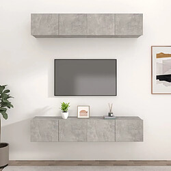 Maison Chic Meubles TV 4 pcs | Banc TV Moderne pour salon | Meuble de Rangement Gris béton 80x30x30 cm Bois d'ingénierie -MN95260