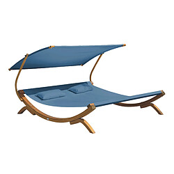 Chaise longue de jardin AXI Mallorca en bois pour 2 personnes | Lit de Jardin XXL avec toit solaire pour l'extérieur | Bain de soleil double en bleu