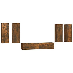 Maison Chic Ensemble de meubles TV 6 pcs | Banc TV Moderne pour salon | Meuble de Rangement - Chêne fumé Bois d'ingénierie -MN91837