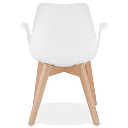 Mes Fauteuil design 50x58,5x82 cm blanc et pieds naturels - SHAFT pas cher