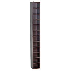 Homcom Étagère colonne armoire de rangement CD 12 compartiments 21L x 20l x 175H cm capacité max. 204 CD coloris noyer foncé