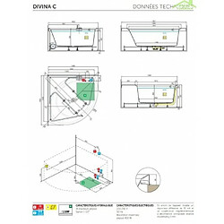 Baignoire d'angle en acrylique NOVELLINI DIVINA C 140X140 cm pas cher