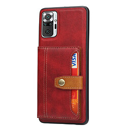 Coque en TPU + PU avec béquille et porte-carte rouge pour votre Xiaomi Redmi Note 10 Pro/Redmi Note 10 Pro Max