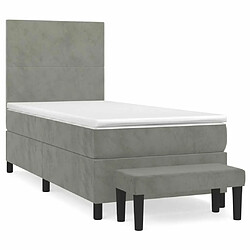 Maison Chic Lit Adulte - Lit simple Lit à sommier tapissier et matelas moelleux - Meuble de Chambre - Gris clair 100x200cm Velours -MN71742