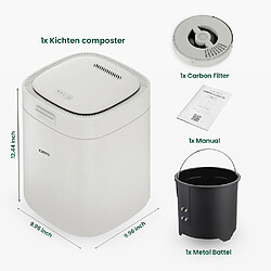 None Broyeur à déchets de cuisine Karfo UF006-EC, capacité de 2,5 L, fonctionnement automatique à un seul bouton - Blanc pas cher