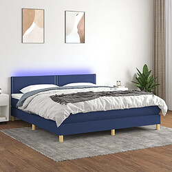 Sommier à lattes LED,Cadre à lattes de lit avec matelas pour Adulte Bleu 160x200 cm Tissu -MN15135