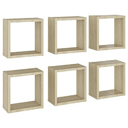 vidaXL Étagères cube murales 6 pcs Chêne sonoma 30x15x30 cm