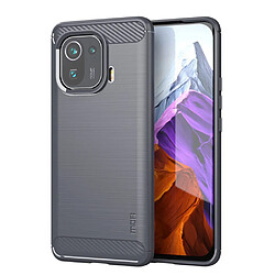 Mofi Coque en TPU Fibre de carbone design brossé gris pour votre Xiaomi Mi 11 Pro