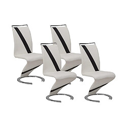 Vente-Unique Lot de 4 chaises TWIZY - Simili blanc & noir 