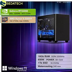 Sedatech Mini-PC Gamer ITX • AMD Ryzen 9 5900X • RTX4060 • 16Go RAM • 1To SSD M.2 • Windows 11