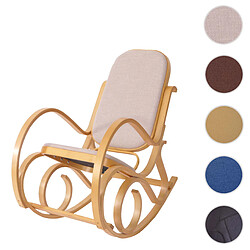 Mendler Rocking-chair, fauteuil à bascule M41 ~ imitation chêne, tissu beige