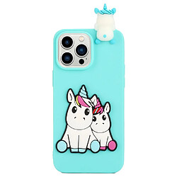 Coque en silicone Motif de dessin animé 3D, anti-chutte, anti-goutte pour votre iPhone 14 Pro - Cheval mignon