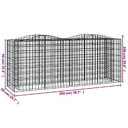 Maison Chic Jardinière,Lit surélevé - Bac à fleurs - pot de fleur à gabions arqué 200x50x100 cm Fer galvanisé -GKD97569 pas cher