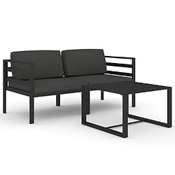 Maison Chic Ensemble de 3 Tables et chaises d'extérieur avec coussins,Salon de jardin, Ensemble Tables et chaises d'extérieur Aluminium Anthracite -GKD308879