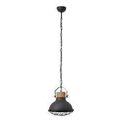 Brilliant (Lighting) EMMA-Suspension Métal avec grille et Bois Ø33cm gris Brilliant