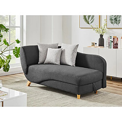 Vente-Unique Méridienne droite convertible en tissu anthracite avec coffre de rangement PENELOPE 