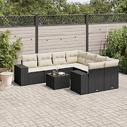 Maison Chic Salon de jardin 9 pcs avec coussins | Ensemble de Table et chaises | Mobilier d'Extérieur noir résine tressée -GKD32950