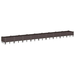 Acheter vidaXL Jardinière avec piquets marron 362,5x42,5x28,5 cm PP