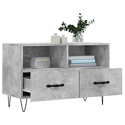 Avis vidaXL Meuble TV Gris béton 80x36x50 cm Bois d'ingénierie