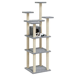 Helloshop26 Arbre à chat meuble tour grimper jouet grattage grattoir escalade plateforme avec griffoirs en sisal clair 171 cm gris 02_0022589