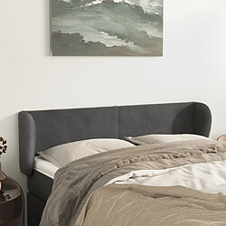 Maison Chic Tête de lit scandinave avec oreilles,meuble de chambre Gris foncé 147x23x78/88 cm Velours -MN87463