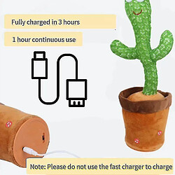 Universal Jouet cactus dansant rechargeable USB avec 120 chansons + éclairage + enregistrement