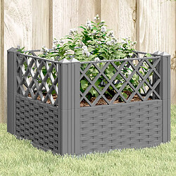 vidaXL Jardinière avec piquets gris clair 43,5x43,5x43,5 cm PP