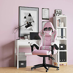 Acheter BIGZZIA Fauteuil de Bureau - Chaise Gaming - Siège de Bureau Réglable Gaming Racing - avec coussin et dossier inclinable Rose