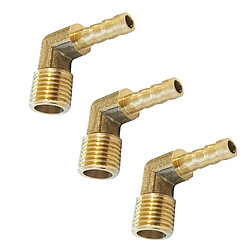 3x 1/4 bsp à 6mm en laiton, coude mâle à 90 degrés, raccord cannelé pour tuyau de vidange