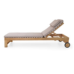 AXI Rama Bain de Soleil en Bois de teck avec Coussin | Transat Jardin réglable en 4 positions | Chaise Longue pour l'extérieur / le jardin