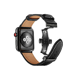 Eko Bracelet pour Apple Watch 38/40/41mm en cuir véritable avec boucle déployante Noir