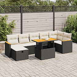 vidaXL Salon de jardin 5 pcs avec coussins noir résine tressée