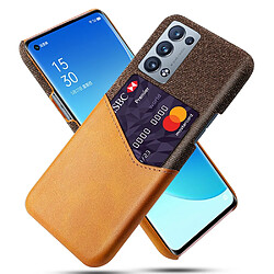 Coque en TPU + PU Hybride bien protégé en tissu de conception de fente pour carte orange pour votre Oppo Reno6 Pro+