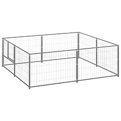 Helloshop26 Chenil extérieur cage enclos parc animaux chien argenté 4 m² acier 02_0000276