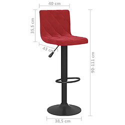 vidaXL Tabourets de bar lot de 2 rouge bordeaux velours pas cher