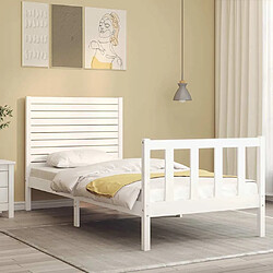 Avis Maison Chic Cadre/structure de lit et tête de lit pour adulte - Lit Moderne Chambre blanc 100x200 cm bois massif -MN90082