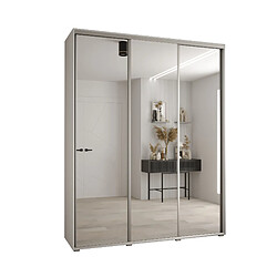 Abiks Meble Armoire à portes coulissantes Davos 2 H235.2 x L190 x P45 3 portes coulissante (Blanc/Blanc/Argent)