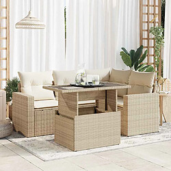 vidaXL Salon de jardin avec coussins 5 pcs beige résine tressée