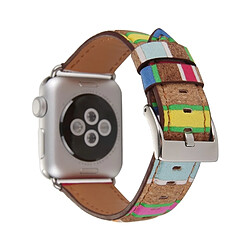 Avis Wewoo Bracelet pour Apple Watch Série 3 & 2 & 1 42mm Nouveau Style Wodden Texture Couleur Rayures Motif Véritable En Cuir Montre-Bracelet Bande