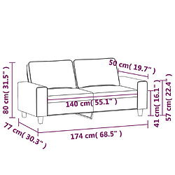 vidaXL Canapé à 2 places Crème 140 cm Tissu pas cher