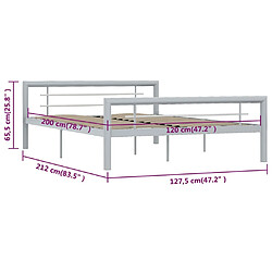 vidaXL Cadre de lit sans matelas gris et blanc métal 120x200 cm pas cher