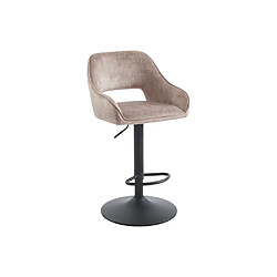 Vente-Unique Lot de 2 tabourets de bar en tissu et métal noir - Hauteur réglable - Beige - ZINEA pas cher