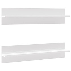 vidaXL Étagères murales 2 pcs Blanc brillant 80x11,5x18 cm Aggloméré