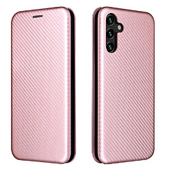 Coque en TPU + PU texture en fibre de carbone avec support magnétique, porte-carte or rose pour votre Samsung Galaxy A13 5G